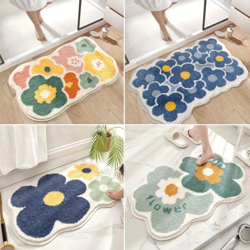 BlütenHeim: Non-Slip Bath Mat in Floral Design – Soft, Absorbent & Washable