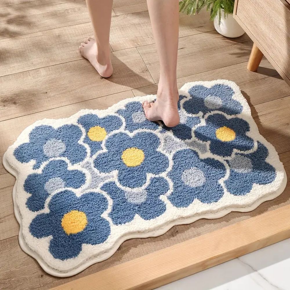 BlütenHeim: Non-Slip Bath Mat in Floral Design – Soft, Absorbent & Washable