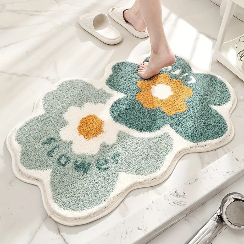 BlütenHeim: Non-Slip Bath Mat in Floral Design – Soft, Absorbent & Washable