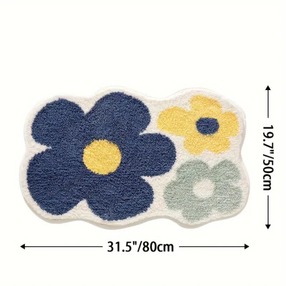 BlütenHeim: Non-Slip Bath Mat in Floral Design – Soft, Absorbent & Washable