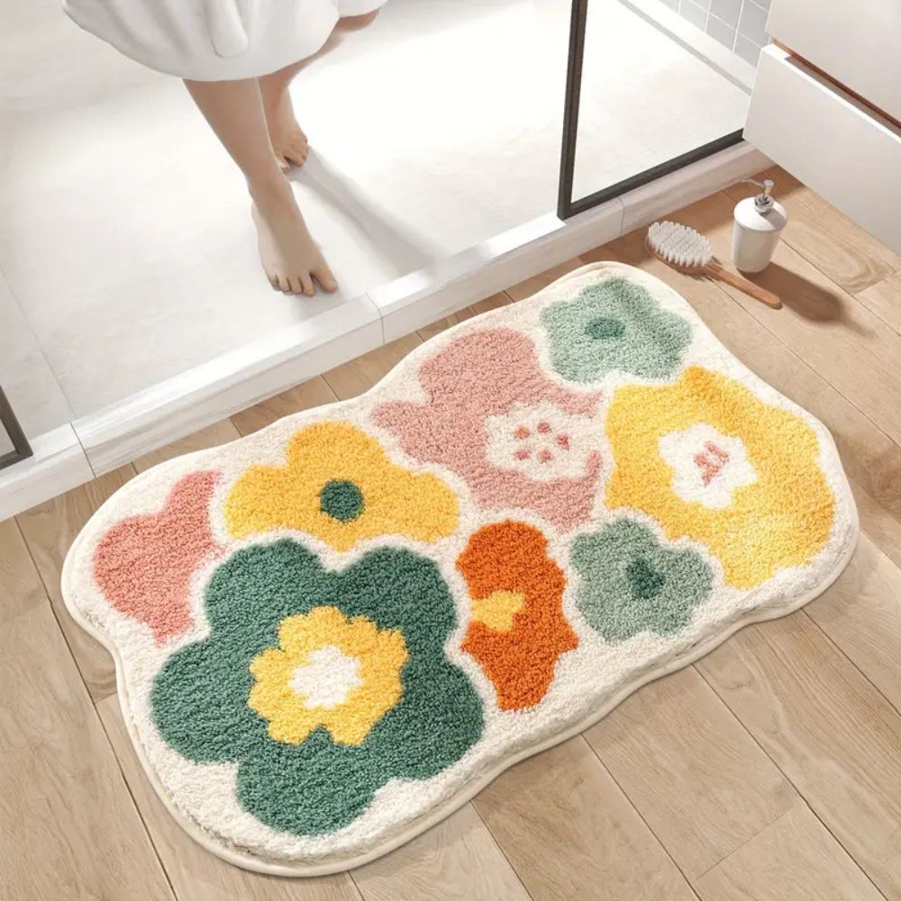 BlütenHeim: Non-Slip Bath Mat in Floral Design – Soft, Absorbent & Washable