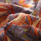 BlütenLoom: Cotton Blanket with Floral Pattern – Reversible Cozy Blanket with Fringes for Sofa & Bed