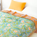 BlütenTraum: Elegant Cotton Blanket in Tapestry Design with Floral Pattern – for Living & Sleeping Areas