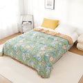 BlütenTraum: Elegant Cotton Blanket in Tapestry Design with Floral Pattern – for Living & Sleeping Areas