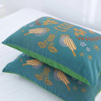 BlütenVogel: Cotton Cushion Cover in Boho Style with Floral & Bird Motif (Set of 2)