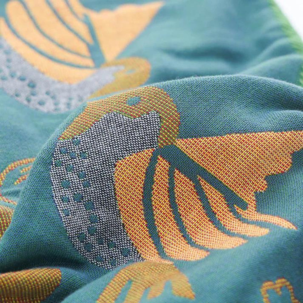 BlütenVogel: Cotton Cushion Cover in Boho Style with Floral & Bird Motif (Set of 2)