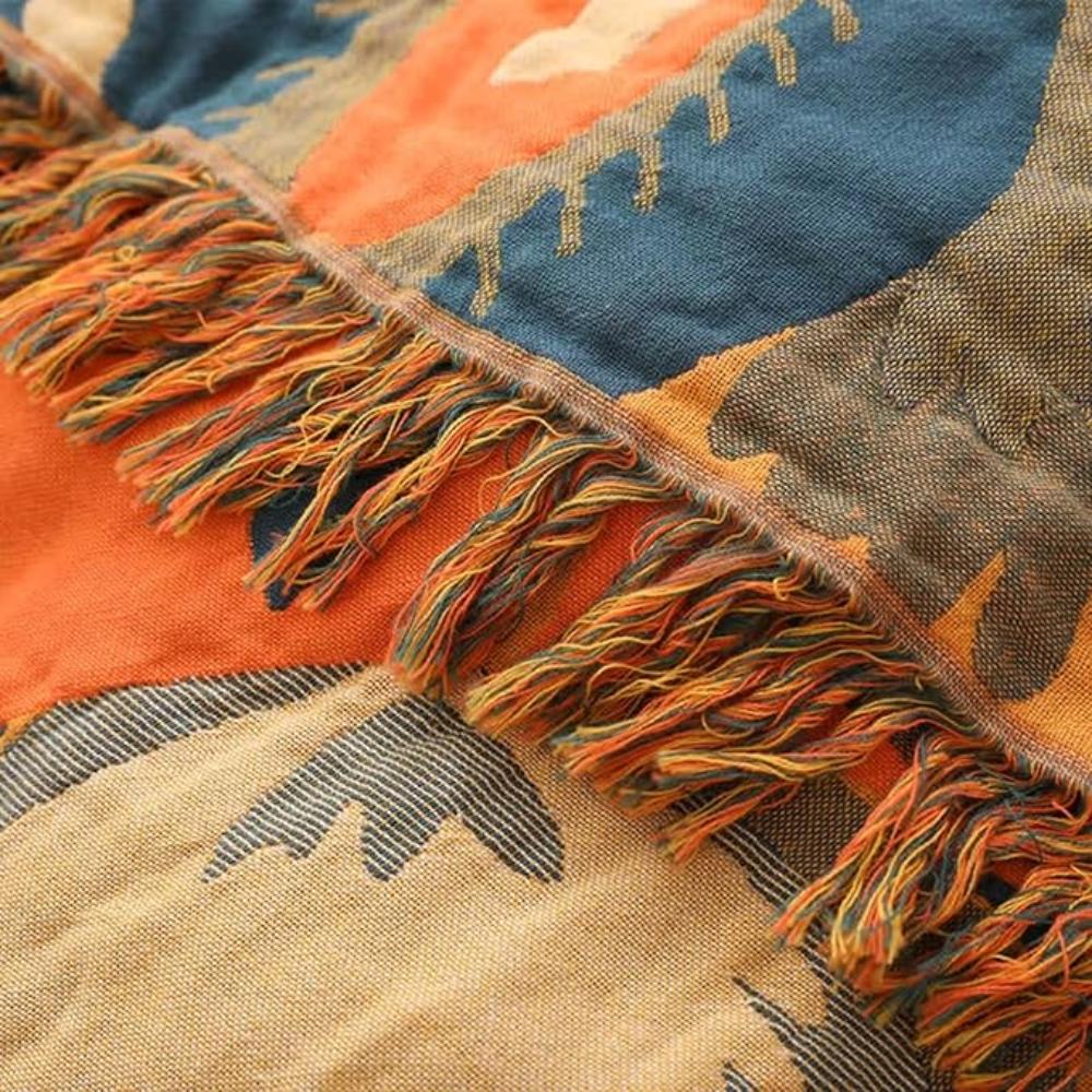 BlütenZauber: Cotton blankets in Boho flower design with lightweight texture & breathable comfort – for sofa & bedroom
