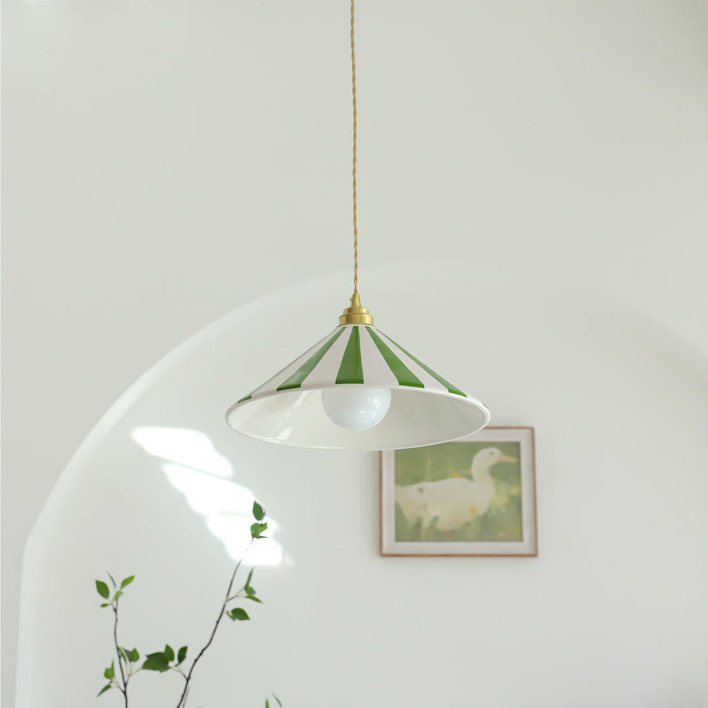 Bobine Striped Cone Glass Pendant Lamp