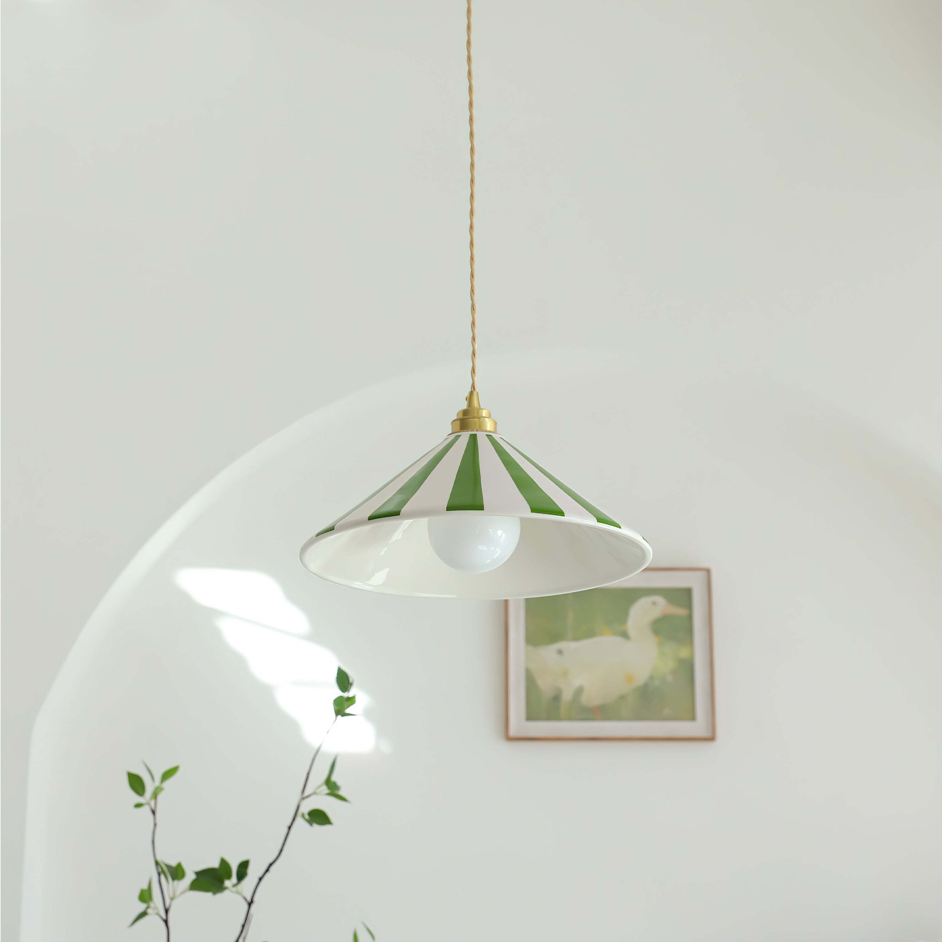 Bobine Striped Cone Glass Pendant Lamp
