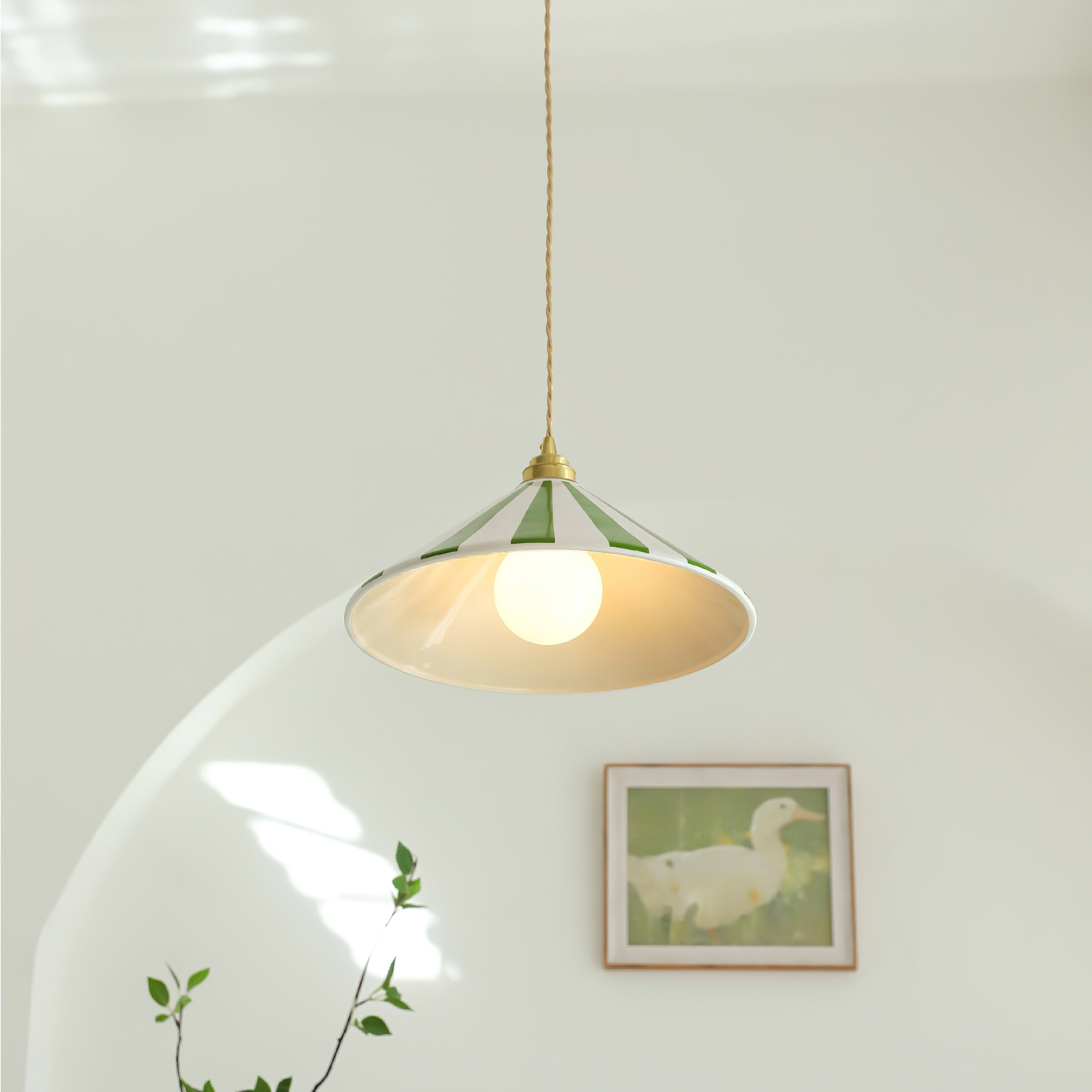 Bobine Striped Cone Glass Pendant Lamp