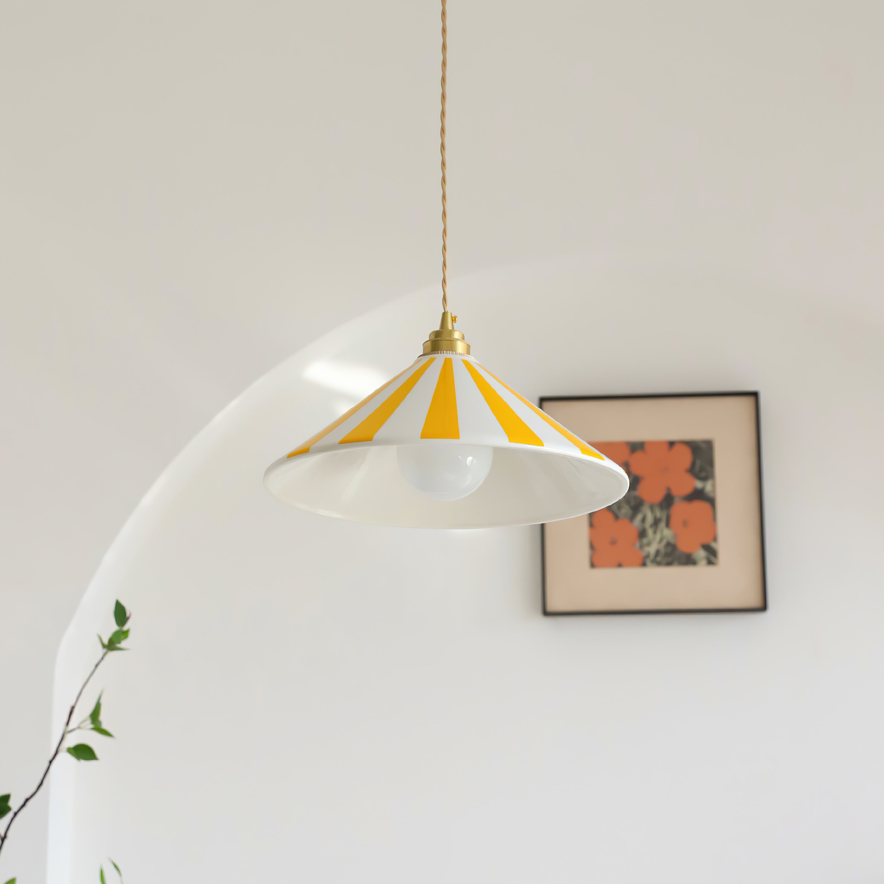 Bobine Striped Cone Glass Pendant Lamp