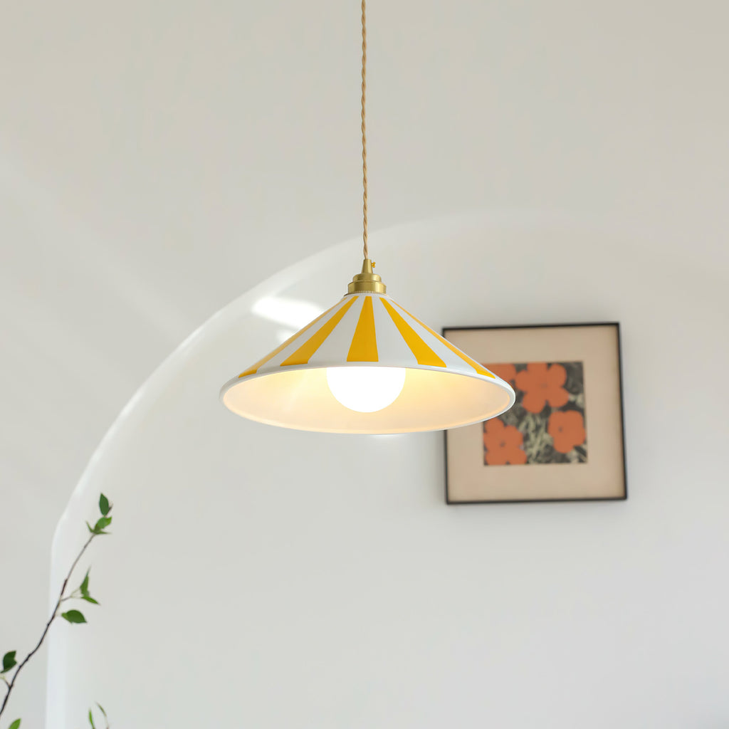 Bobine Striped Cone Glass Pendant Lamp