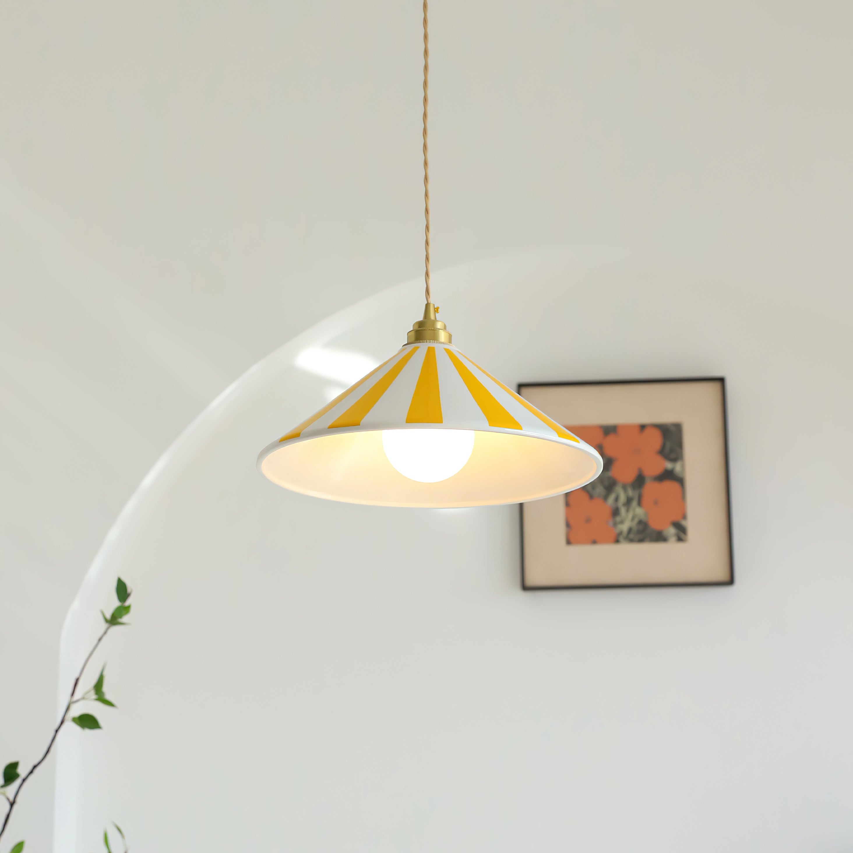 Bobine Striped Cone Glass Pendant Lamp