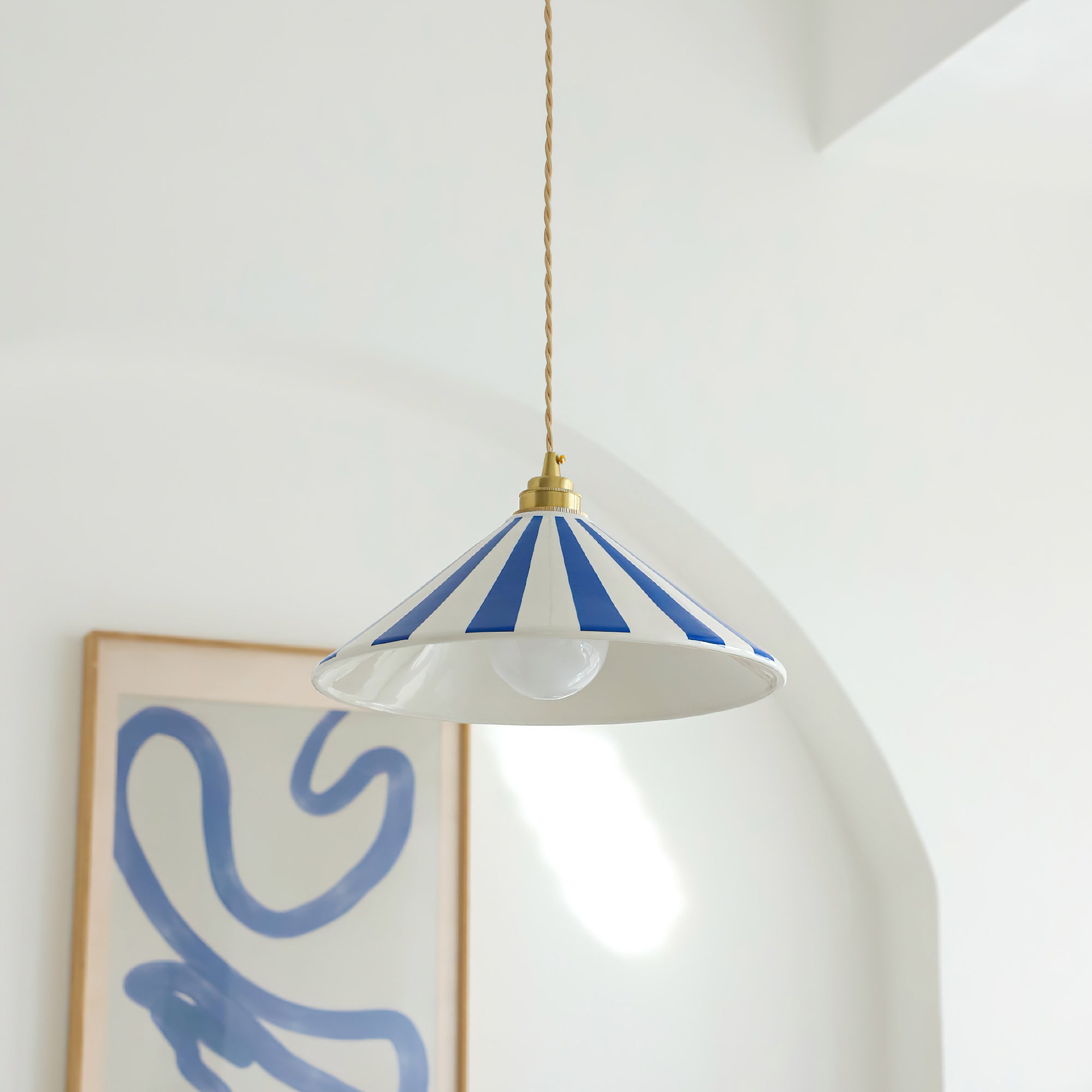 Bobine Striped Cone Glass Pendant Lamp
