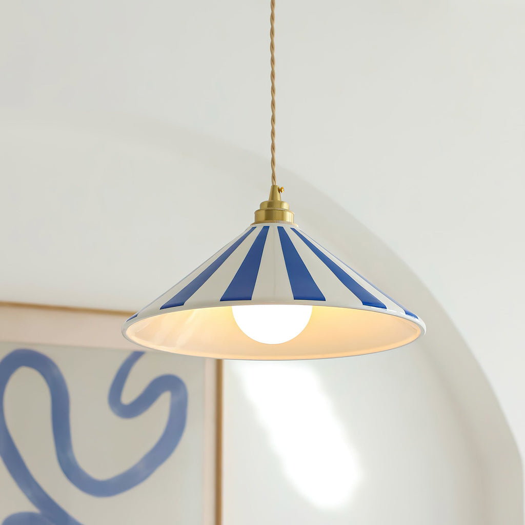 Bobine Striped Cone Glass Pendant Lamp