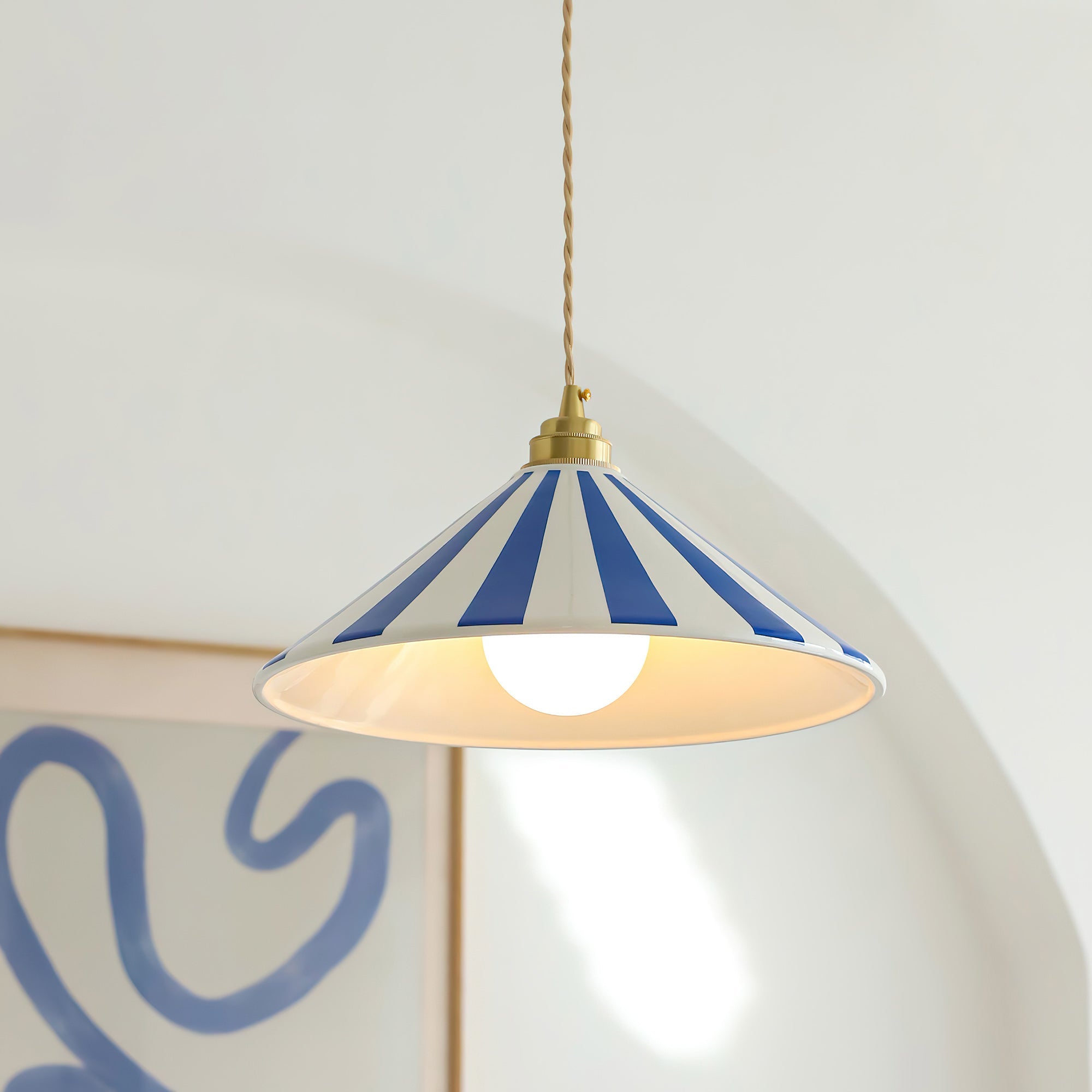Bobine Striped Cone Glass Pendant Lamp