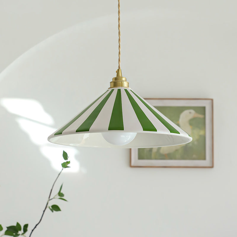 Bobine Striped Cone Glass Pendant Lamp