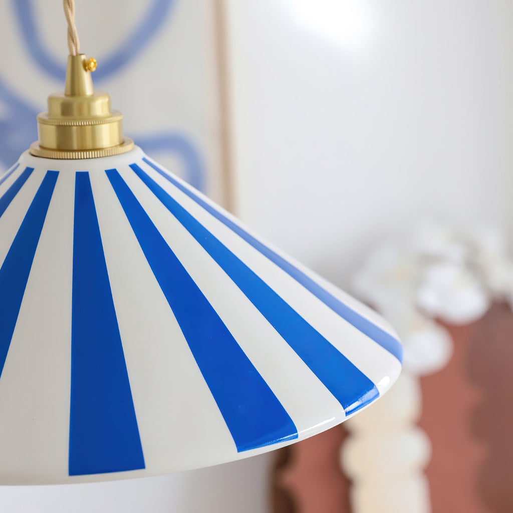 Bobine Striped Cone Glass Pendant Lamp