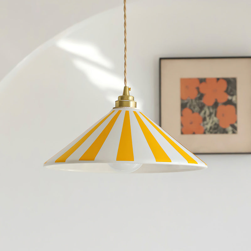 Bobine Striped Cone Glass Pendant Lamp