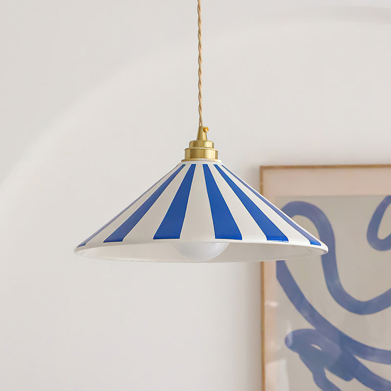 Bobine Striped Cone Glass Pendant Lamp