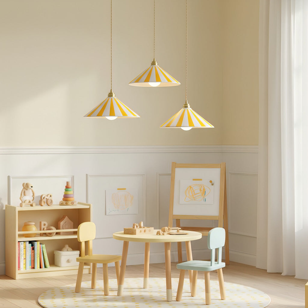 Bobine Striped Cone Glass Pendant Lamp