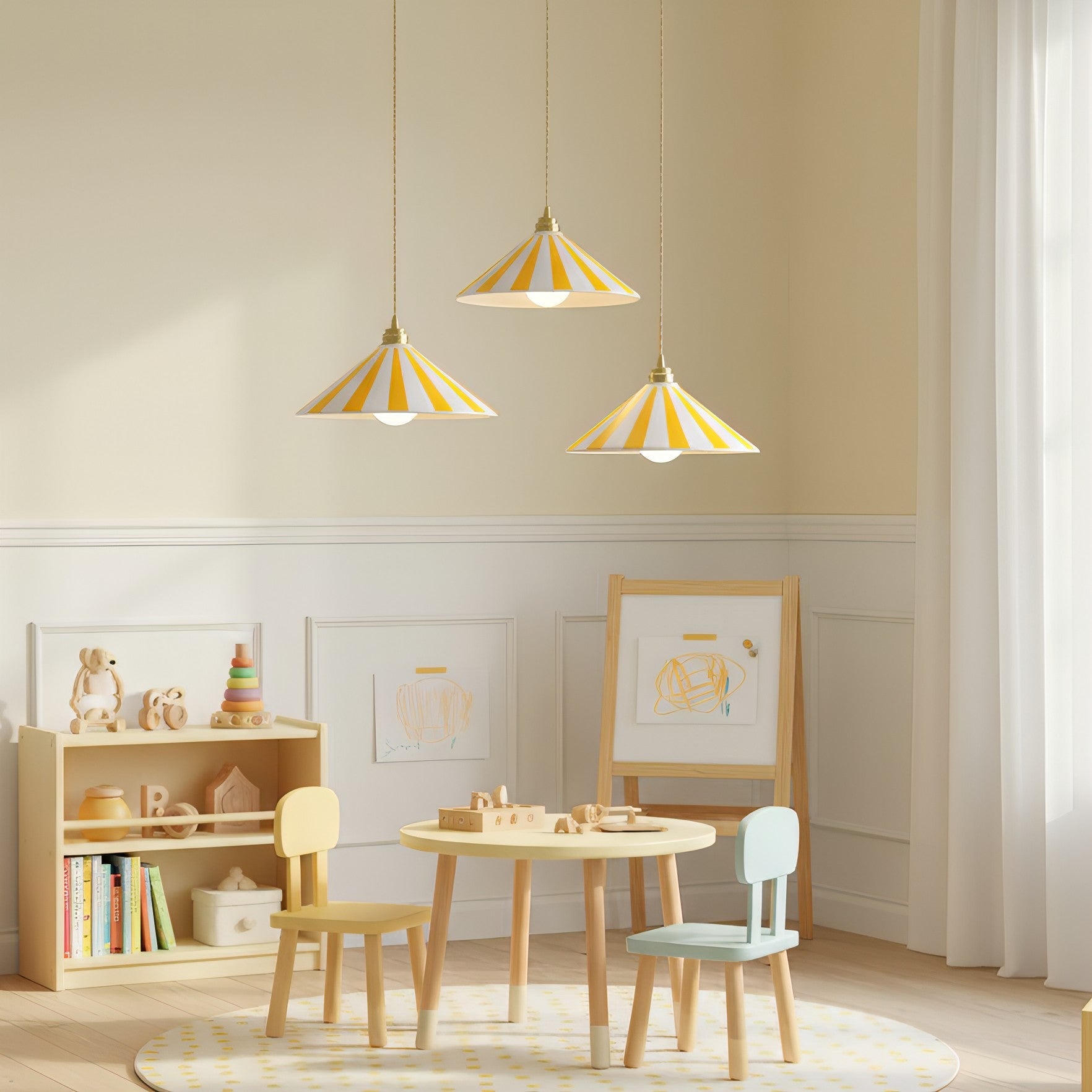 Bobine Striped Cone Glass Pendant Lamp
