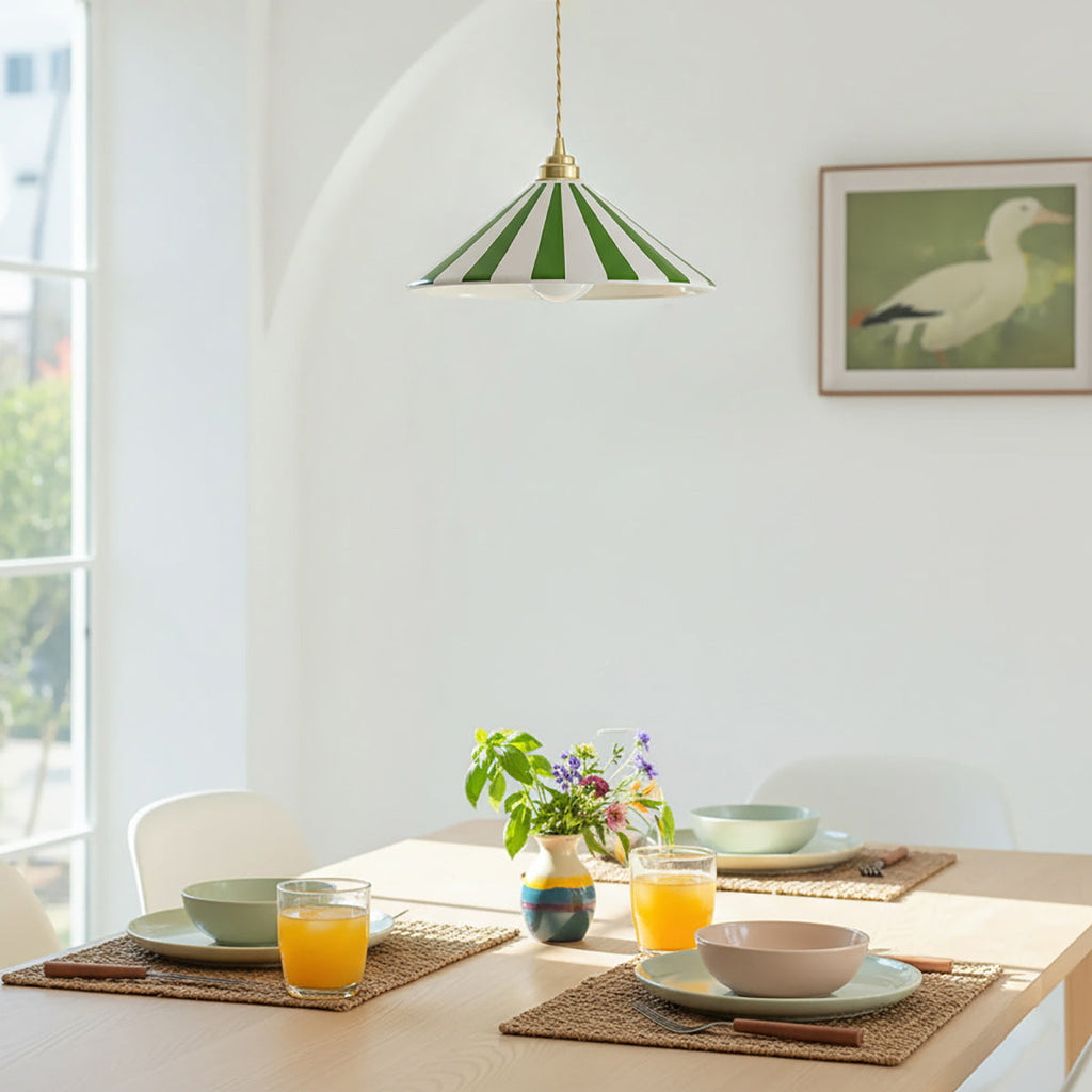 Bobine Striped Cone Glass Pendant Lamp