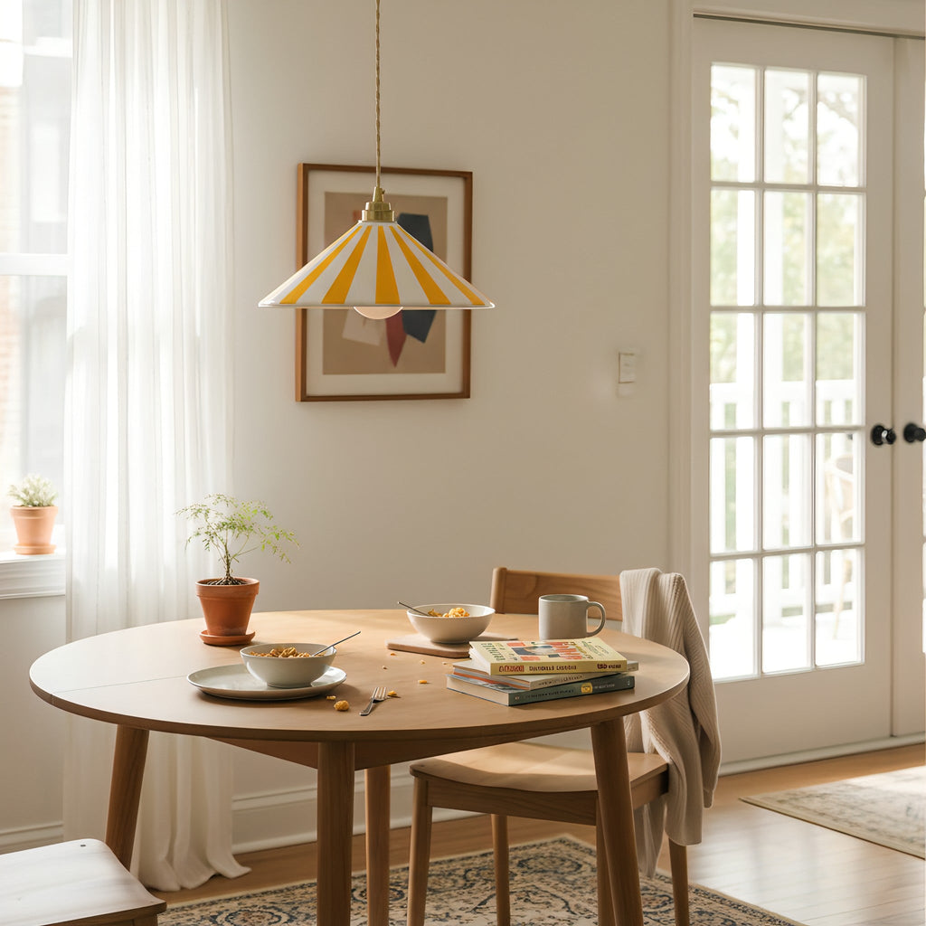 Bobine Striped Cone Glass Pendant Lamp