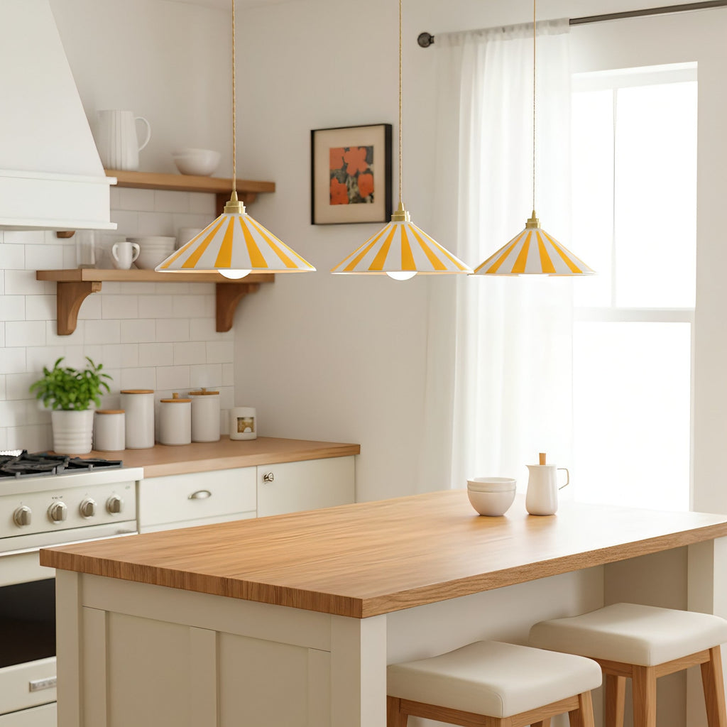 Bobine Striped Cone Glass Pendant Lamp