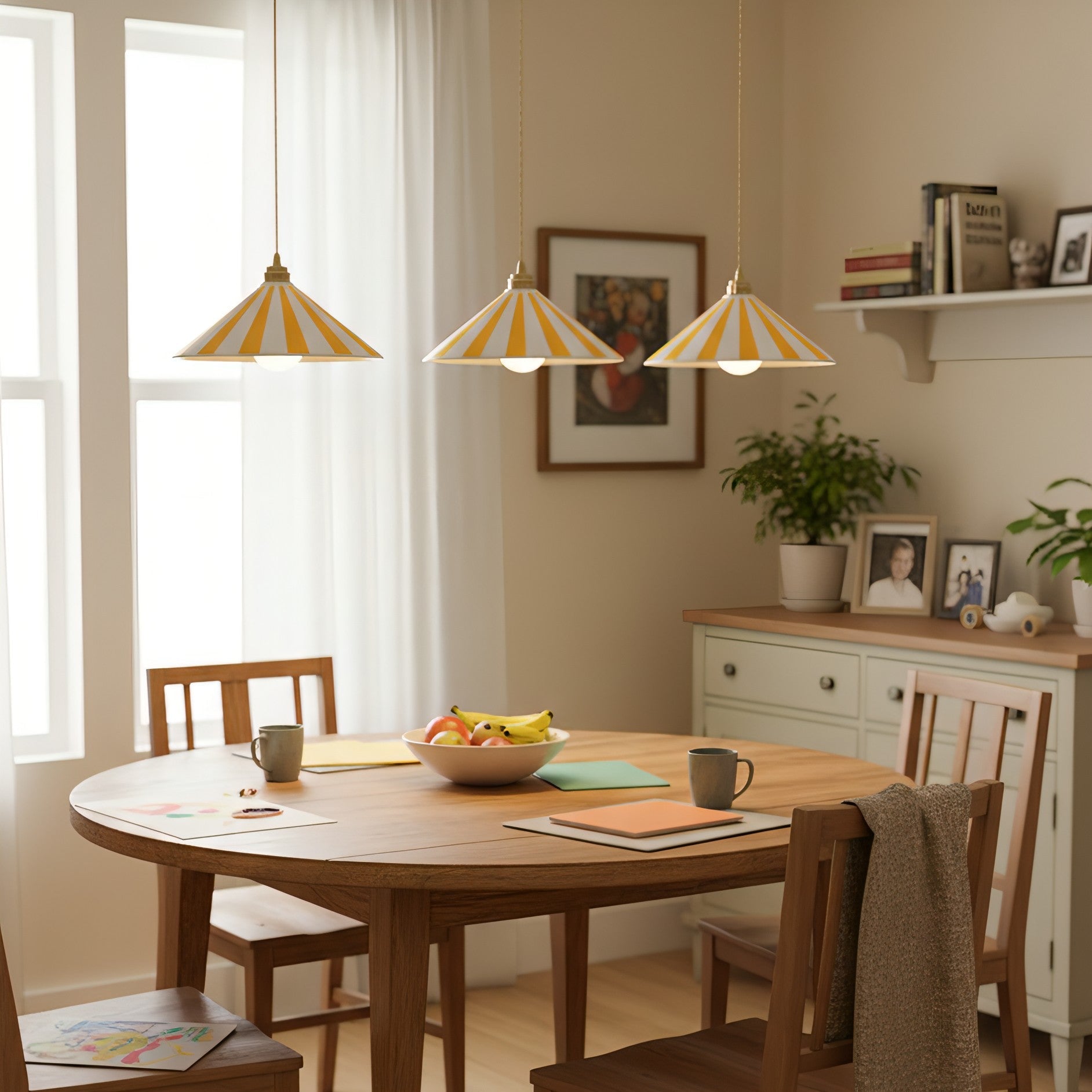 Bobine Striped Cone Glass Pendant Lamp