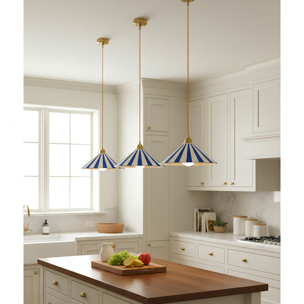 Bobine Striped Cone Glass Pendant Lamp
