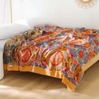 BohoChill: Boho Throw Blanket – Reversible Cotton Blanket for Sofa & Bed