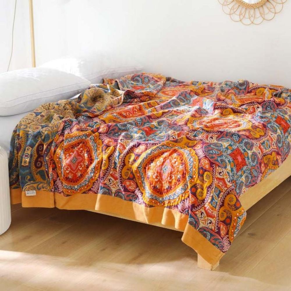 BohoChill: Boho Throw Blanket – Reversible Cotton Blanket for Sofa & Bed