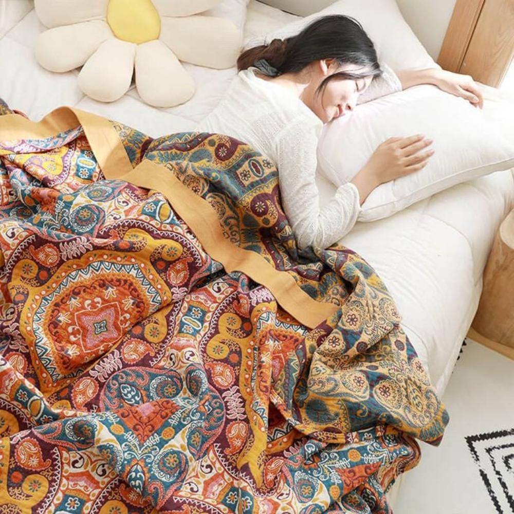BohoChill: Boho Throw Blanket – Reversible Cotton Blanket for Sofa & Bed