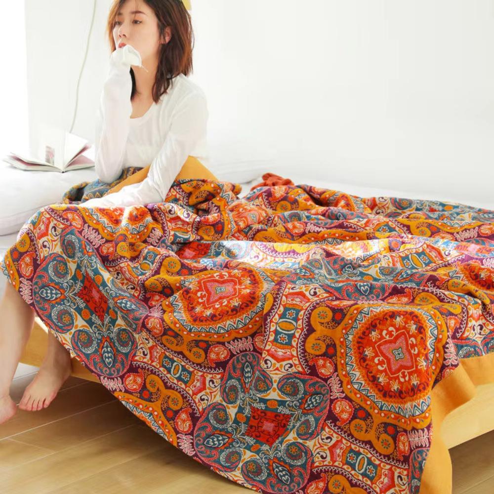 BohoChill: Boho Throw Blanket – Reversible Cotton Blanket for Sofa & Bed