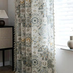 Boho Bliss: Curtain with Floral Structure & Tassels – Cozy & Stylish for Living and Dining Areas