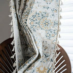 Boho Bliss: Curtain with Floral Structure & Tassels – Cozy & Stylish for Living and Dining Areas