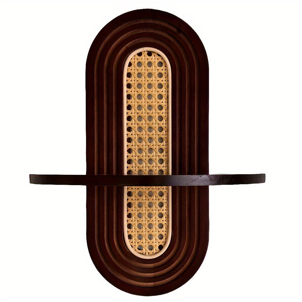 BohoHooks: Wall Shelf Wood – decorative, floating & hanging with hooks in rustic farmhouse style for living room & bedroom