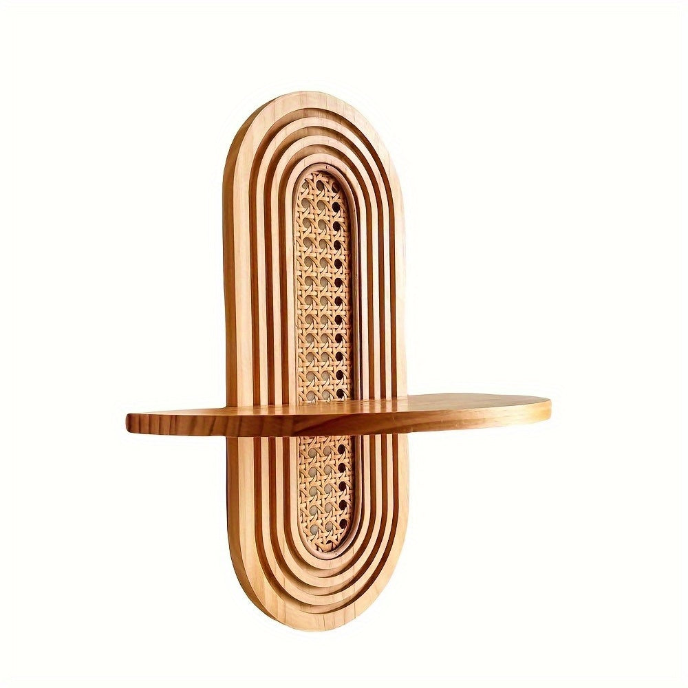 BohoHooks: Wall Shelf Wood – decorative, floating & hanging with hooks in rustic farmhouse style for living room & bedroom