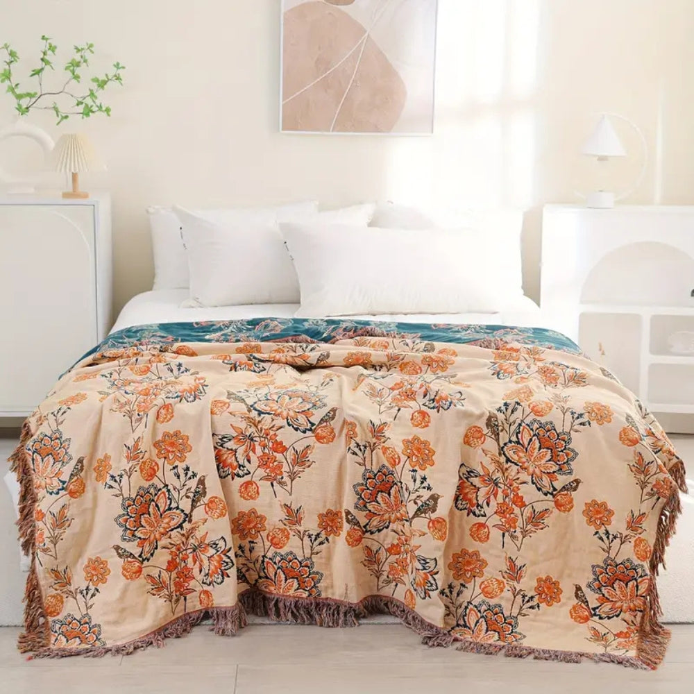 BohoHaus: Decorative Cotton Blanket in Boho Style with Rustic Design & Lightweight Structure – for Sofa & Bedroom