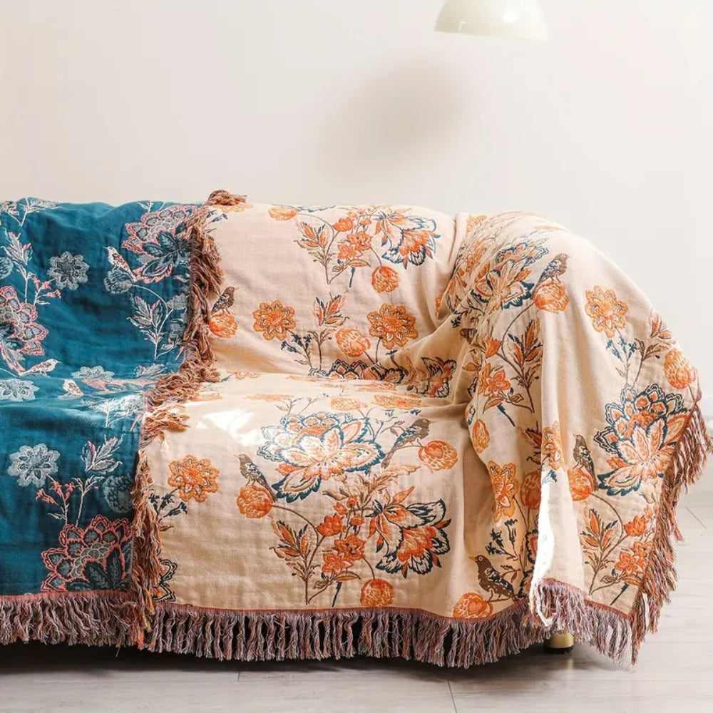 BohoHaus: Decorative Cotton Blanket in Boho Style with Rustic Design & Lightweight Structure – for Sofa & Bedroom