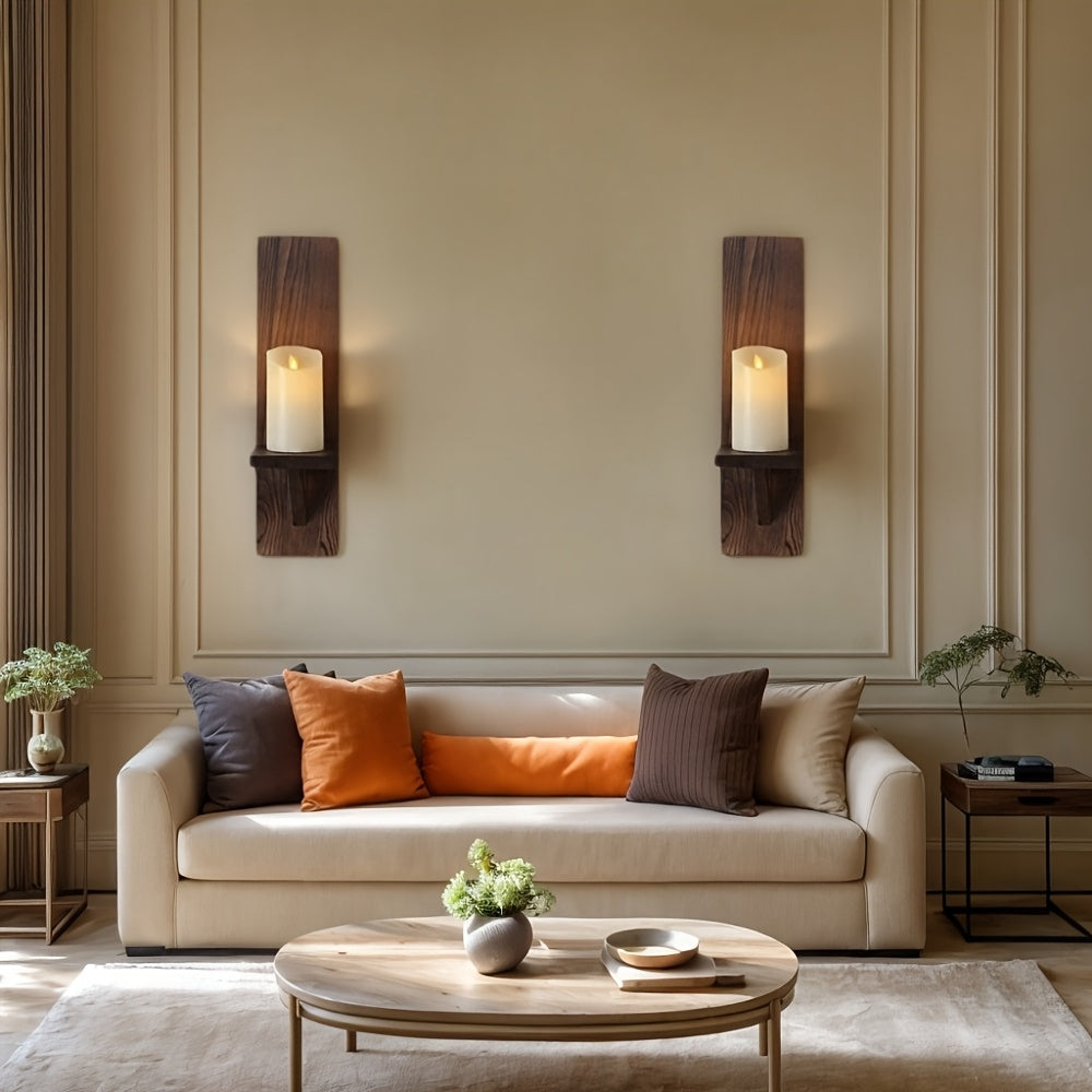 BohoLicht: Wooden Wall Shelves with Candle Holder – Decorative Shelf for Living Room & Hallway