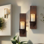 BohoLicht: Wooden Wall Shelves with Candle Holder – Decorative Shelf for Living Room & Hallway