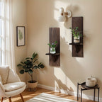 BohoLicht: Wooden Wall Shelves with Candle Holder – Decorative Shelf for Living Room & Hallway