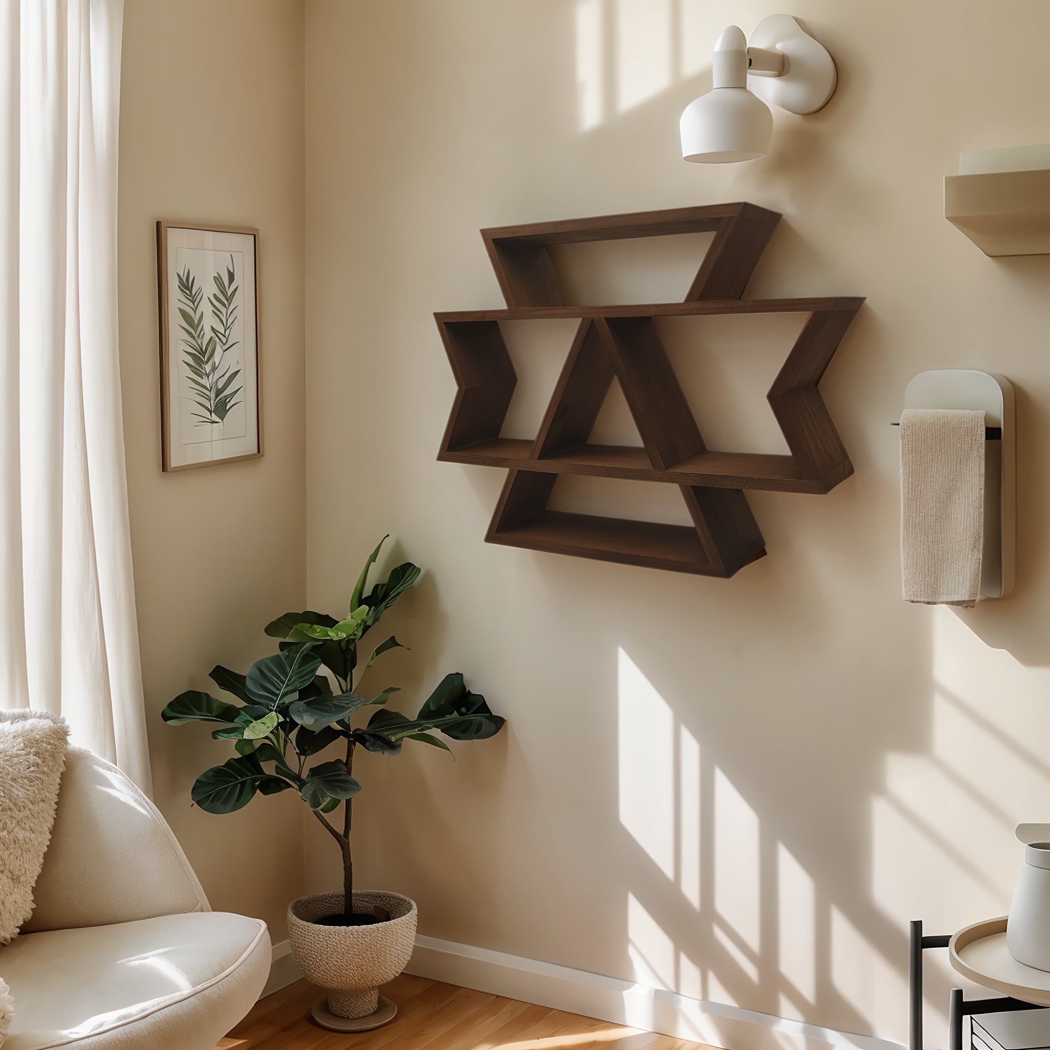 BohoLine: Solid Wood Wall Shelves – sturdy, decorative & floating in Farmhouse Style for Living Room & Bedroom
