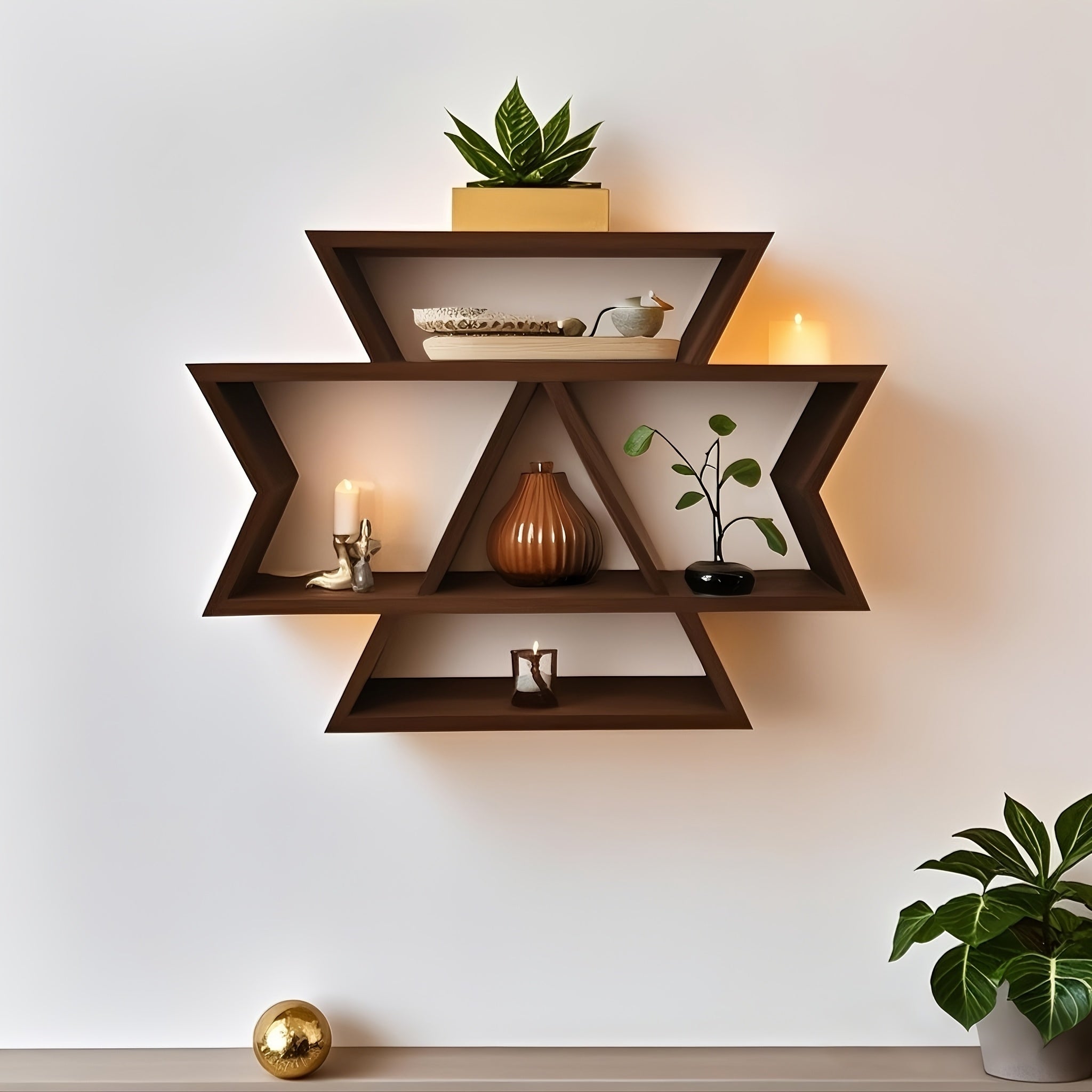 BohoLine: Solid Wood Wall Shelves – sturdy, decorative & floating in Farmhouse Style for Living Room & Bedroom