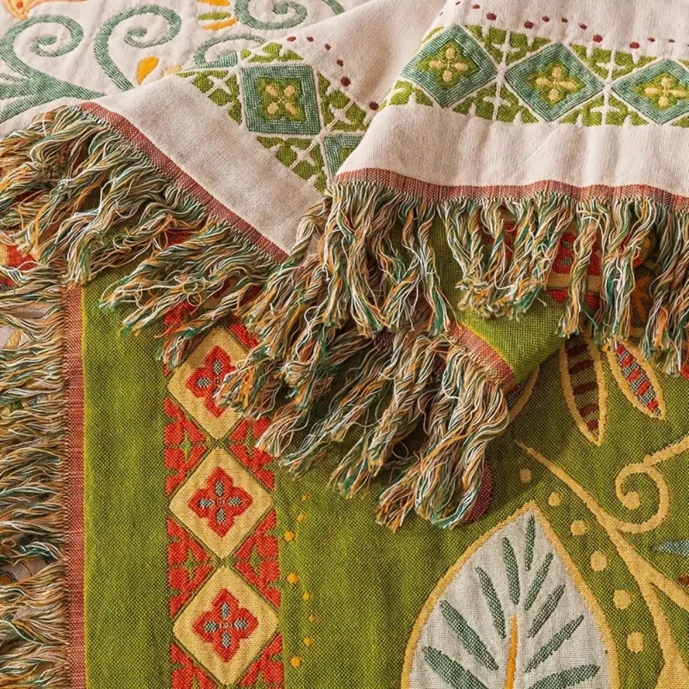 BohoLiva: Boho Cotton Blanket – Reversible Cozy Blanket with Fringes for Sofa & Bed