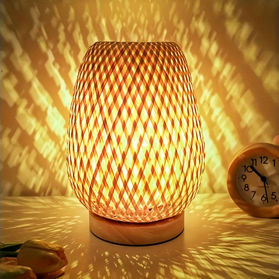 BohoLume: LED Nightstand Lamp Bamboo – Dimmable & Touch Control for Bedroom & Living Room