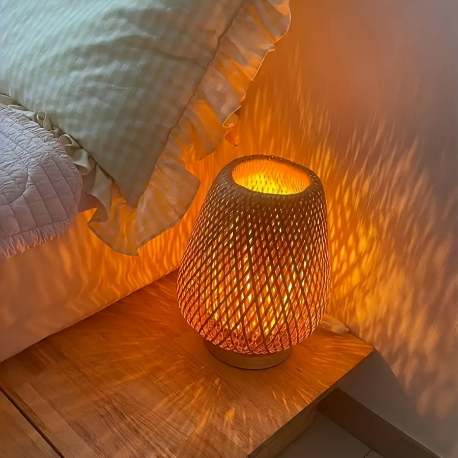 BohoLume: LED Nightstand Lamp Bamboo – Dimmable & Touch Control for Bedroom & Living Room