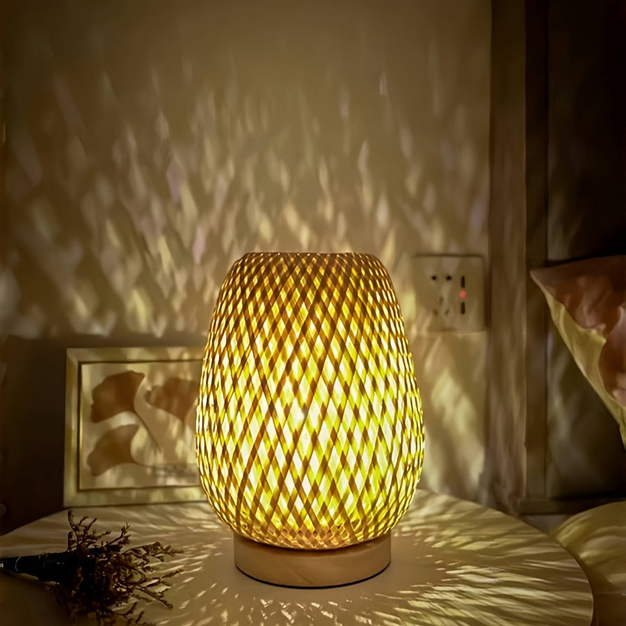 BohoLume: LED Nightstand Lamp Bamboo – Dimmable & Touch Control for Bedroom & Living Room
